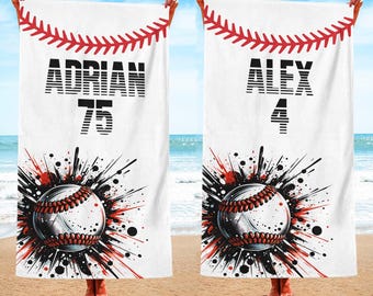Personalized Baseball Player Beach Towel,Summer Sport Gift