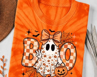 Boo Tie Dye Shirt, Fall Halloween Graphic Tee, Spooky Tshirt