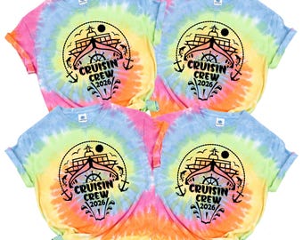 Cruisin' Crew 2026 Tie Dye Shirt:Matching Group Cruise Tee