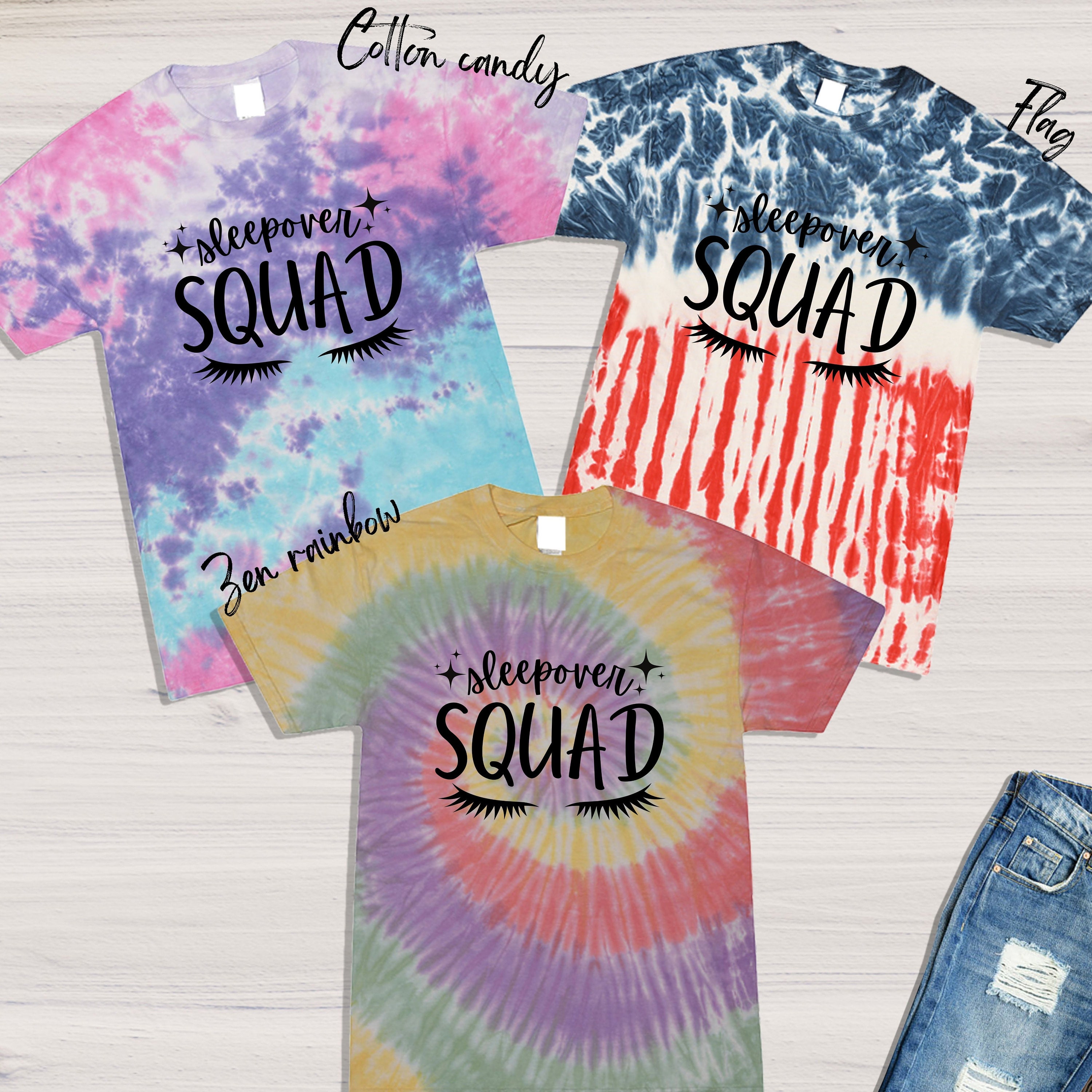 Discover Sleepover Squad Tie Dye Shirt,Pajama Party,Girls Night,Girls Sleepover Party,Christmas Pajamas,Friends Shirt,Slumber Party,Cute Sleep Shirt