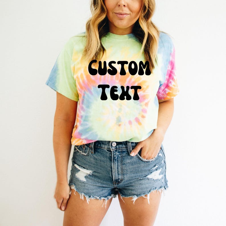 Custom Text Tie Dye Tshirts,Gift For Her Shirt,Matching Outfits,Personalized Toddler Tees Tshirt,Custom Design Matching,Funny Graphic Tshirt image 5