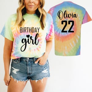 Birthday Girl Tie Dye Shirt, Custom Birthday Gift For Her, Girls Birthday Shirt, Kids Toddler Birthday Shirt,7th 8th 9th 10th Birthday Shirt
