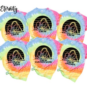 Roller Coaster Crew Tie Dye Shirt: Theme Park Vacation Trip