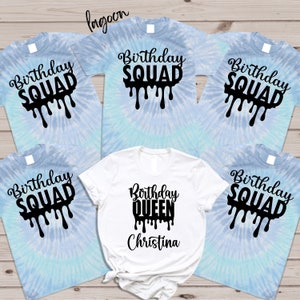 Birthday Girl Shirt For Women - 'Birthday Squad' Cute Party Tee (Blue, XX-Large)