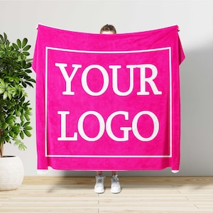Custom Logo Minky Fleece Blanket,Personalized Holiday Decor