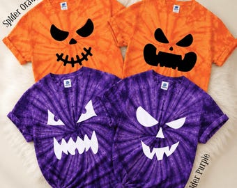 Pumpkin Face Tie Dye Shirts, Spooky Fall Graphic Tee