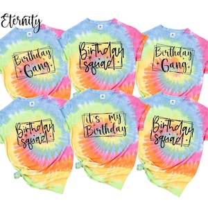 Birthday Squad Tie Dye Shirts, Custom Birthday Gifts, Birthday Squad Gifts Tshirt, Kids Girls Boys Birthday Crew Group Matching Shirts