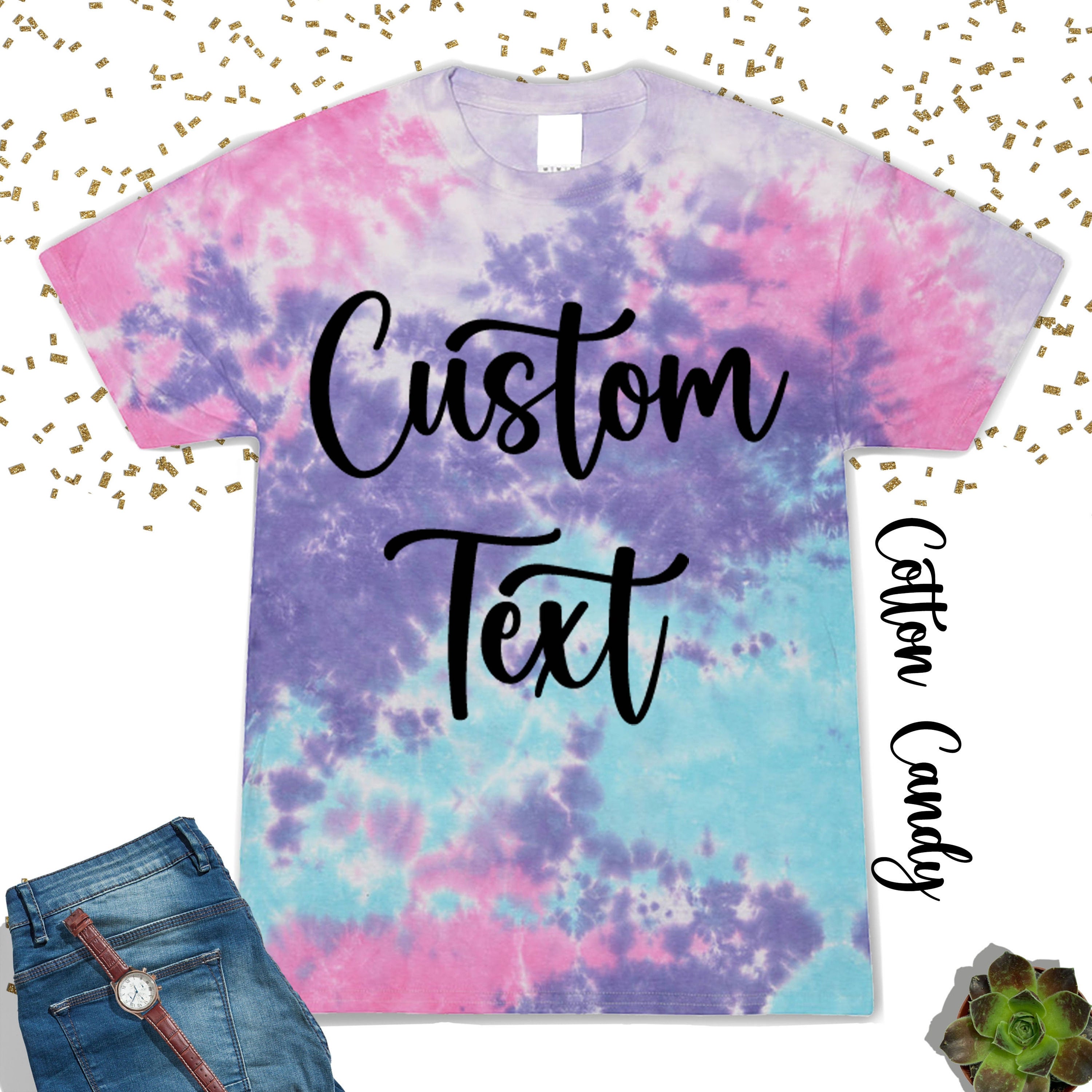 Discover Custom Text Tie Dye Tee,Personalized T-Shirt,Unisex Shirt,Gift For Her,Custom Shirt,Gift For Him,Personalized Gift,Your Design Shirt,Tie Dye