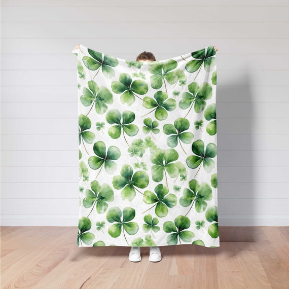 St Patrick's Day Shamrock Blanket,Irish Four Leaf Clover Throw