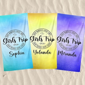 Personalized Girls Trip 2026 Beach Towel: Summer Vacation Gift for Girls