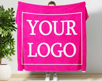 Custom Logo Blanket, Boss Coworker Christmas Gift, Personalized Holiday Decor, Staff Gift, Winter Minky Fleece Sherpa Blanket Personalized