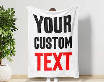 Custom Text Minky Sherpa Blanket, Personalized Gift