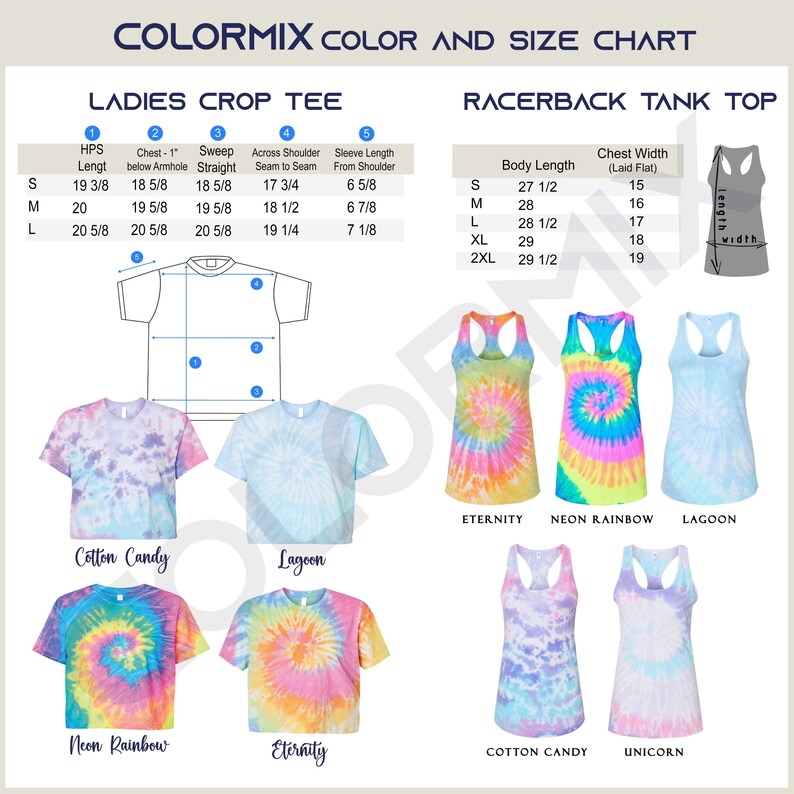 a women's tie - dyed shirt size chart for ladies's crop tops