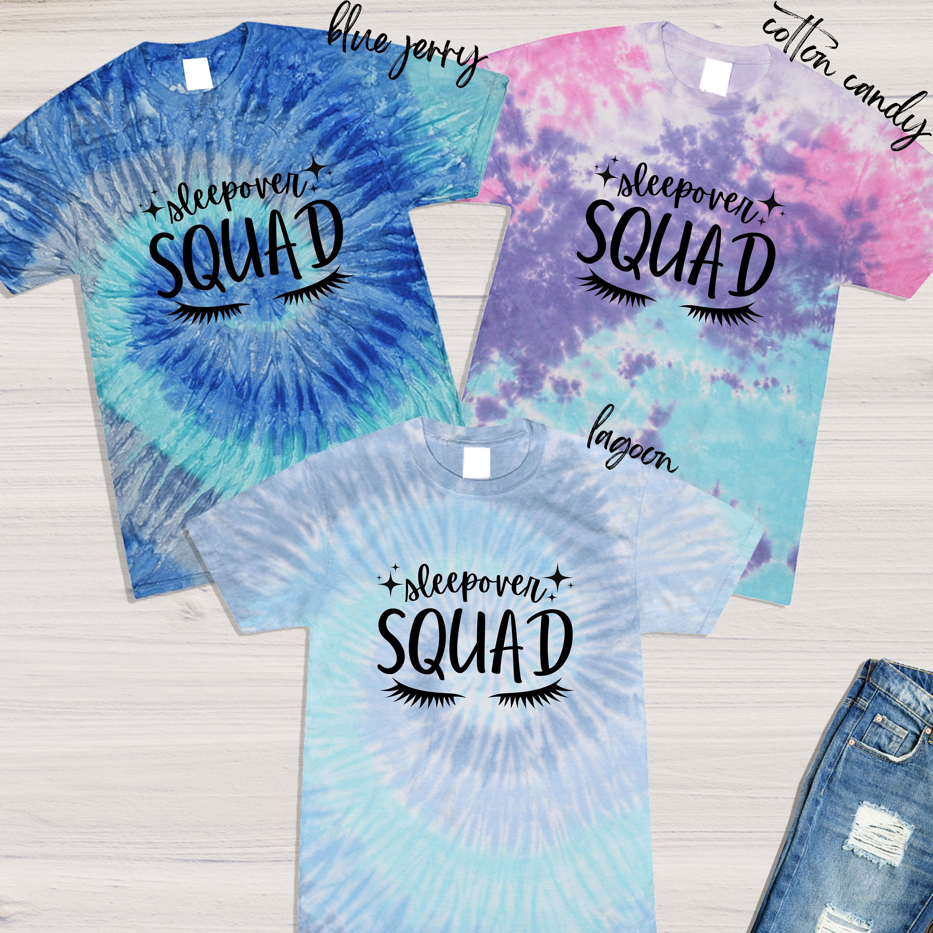 Discover Sleepover Squad Tie Dye Shirt,Pajama Party,Girls Night,Girls Sleepover Party,Christmas Pajamas,Friends Shirt,Slumber Party,Cute Sleep Shirt