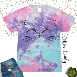 Funny Cat Face Tie Dye Shirt, Cat Lover Gift T-Shirt, Cute Animal Shirt, Cat Mom Shirt, Cat Mama Tshirt, Funny Pet Nature Shirt For Kids