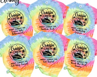 Cruisin' Crew 2026 Tie-Dye Shirt:Custom Cruise Vacation Group Gift