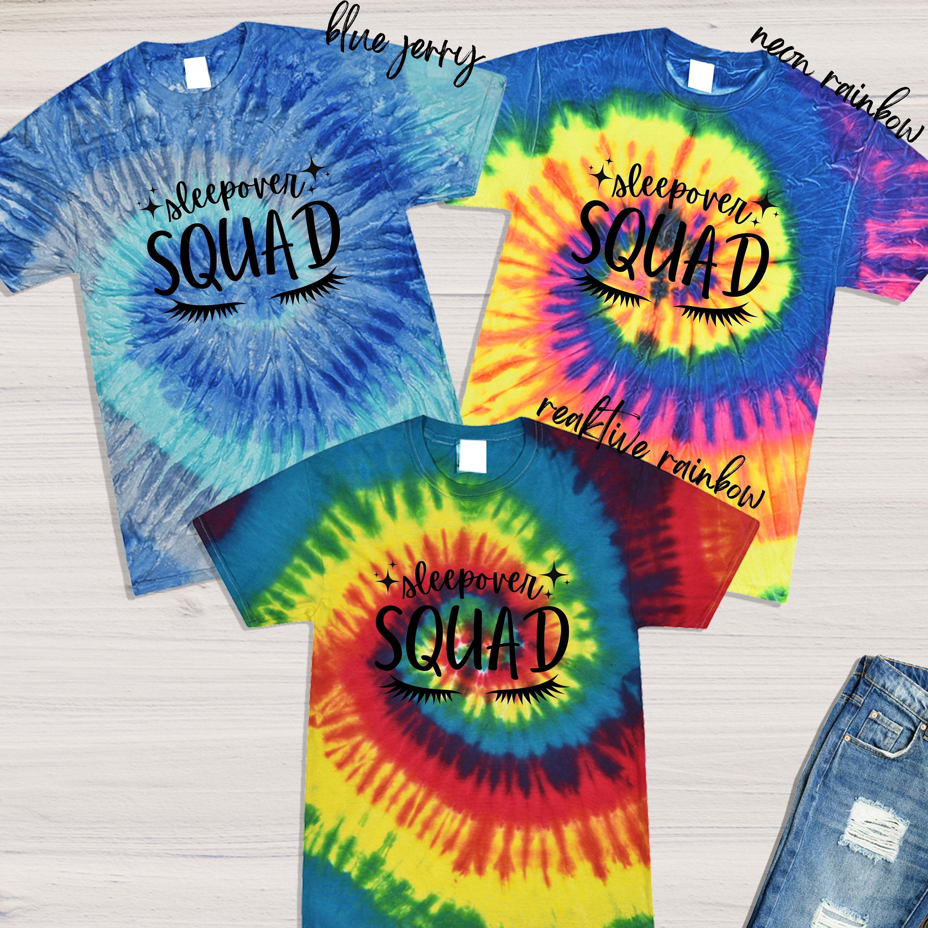 Discover Sleepover Squad Tie Dye Shirt,Pajama Party,Girls Night,Girls Sleepover Party,Christmas Pajamas,Friends Shirt,Slumber Party,Cute Sleep Shirt