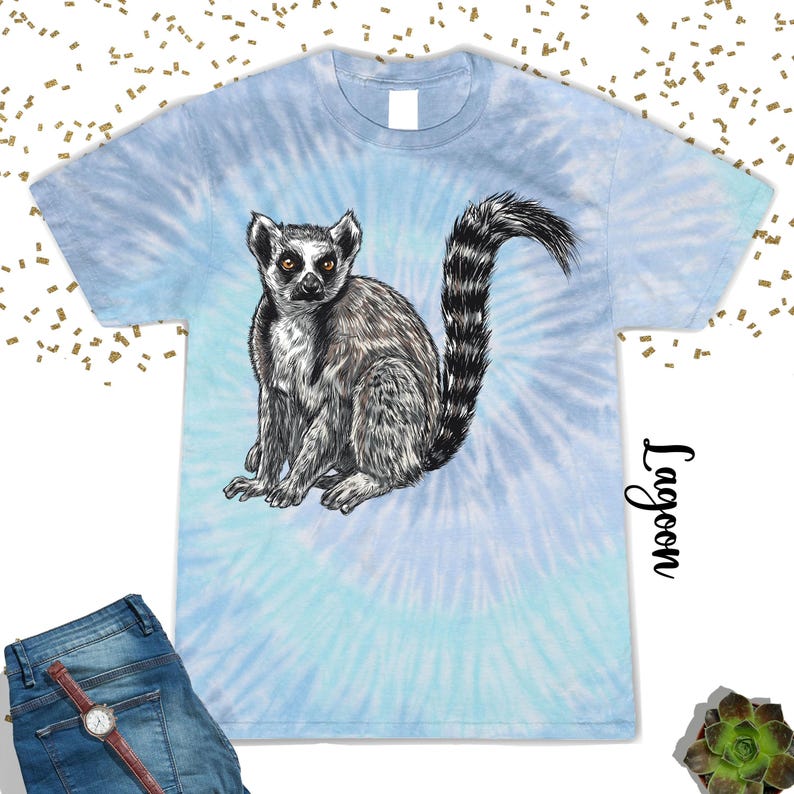 T-shirt tie-dye lémurien, T-shirt animal mignon, Cadeau pour amoureux des lémuriens, T-shirt zoologiste, T-shirt animal cool, T-shirt pour amoureux des animaux, T-shirt lémurien, T-shirt animal drôle image 2