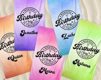 Personalized Birthday Trip Beach Towel:Custom Vacation Gift