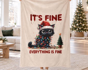Meowy Christmas | Cat Blanket - Sarcastic Holiday Throw, Fleece, 30x40, 50X60, 60x80 Winter Decoration