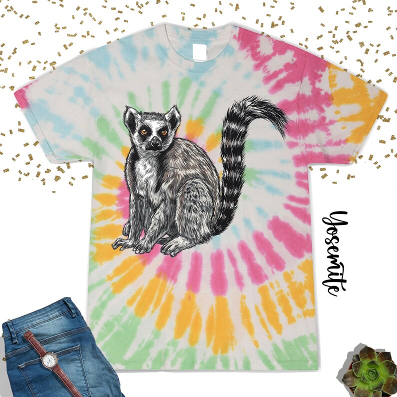 T-shirt tie-dye lémurien, T-shirt animal mignon, Cadeau pour amoureux des lémuriens, T-shirt zoologiste, T-shirt animal cool, T-shirt pour amoureux des animaux, T-shirt lémurien, T-shirt animal drôle image 3