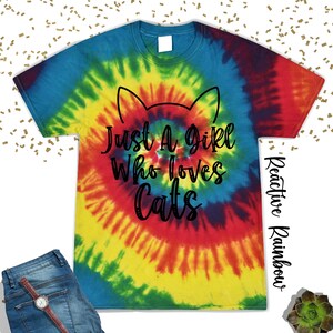 Just A Girl Who Loves Cats Tie Dye Shirt,Gift For Her,Cute Animal Shirt,Toddler Shirt,Cat Mom Gift Tshirt,Back To School,Gift For Cat Lover image 5
