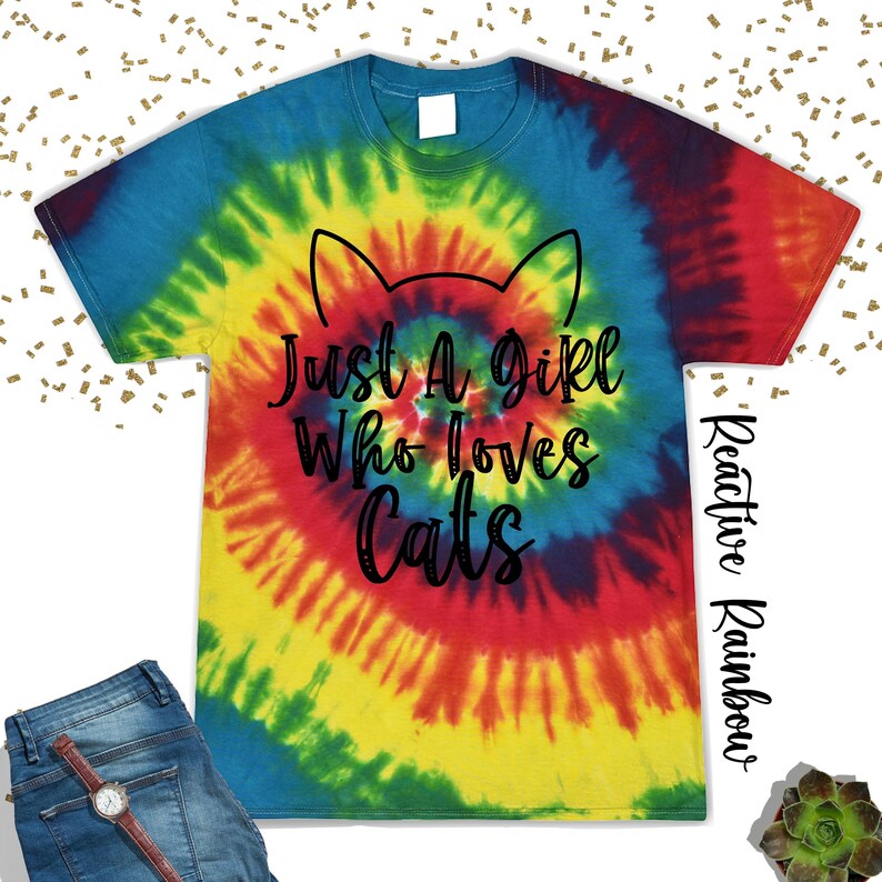 Just A Girl Who Loves Cats Tie Dye Shirt,Gift For Her,Cute Animal Shirt,Toddler Shirt,Cat Mom Gift Tshirt,Back To School,Gift For Cat Lover image 5