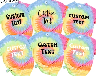 Koszulka z nadrukiem tie dye z niestandardowym tekstem, spersonalizowana koszulka, zrób własną koszulkę, koszulka na prezent, niestandardowa koszulka, koszulka z grafiką, koszulka unisex, niestandardowa koszulka, niestandardowa koszulka z logo