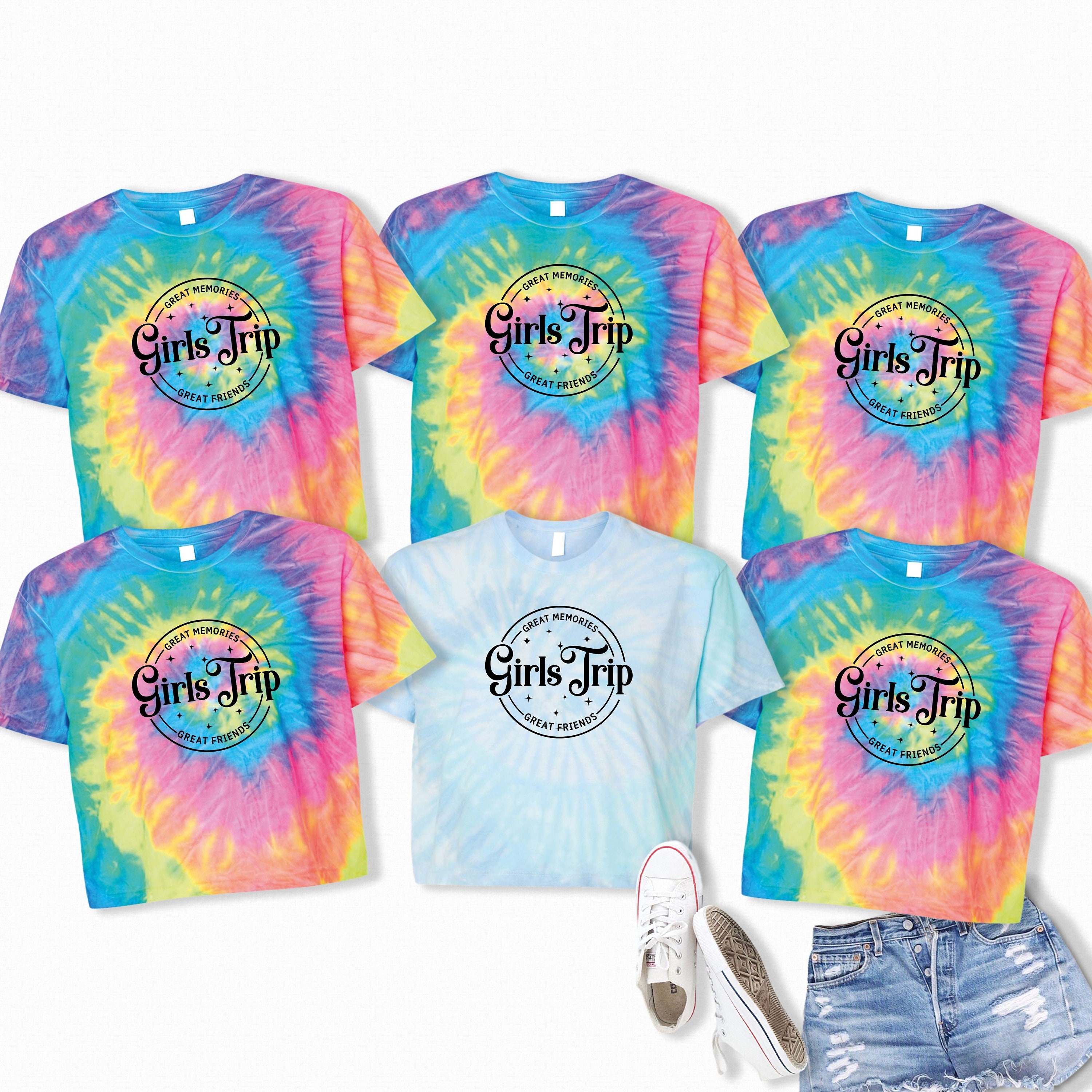 Discover Girls Trip Tie Dye Crop Top Shirt,Summer Vacation,Women Summer Tops,Girls Beach Shirt,Girls Trip Tshirt,Summer Shirt,Vacay Mode,Girls Travel
