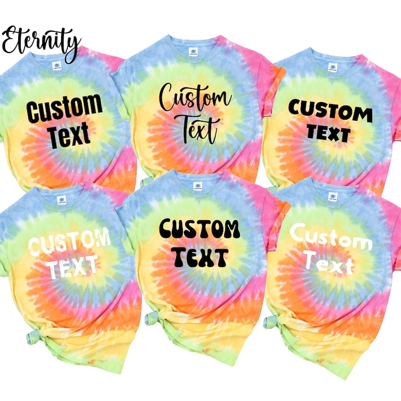 Custom Text Tie Dye Tshirts,Gift For Her Shirt,Matching Outfits,Personalized Toddler Tees Tshirt,Custom Design Matching,Funny Graphic Tshirt image 1