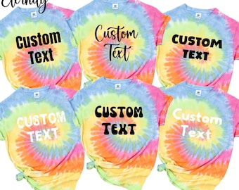 Koszulka z nadrukiem tie dye z niestandardowym tekstem, spersonalizowana koszulka, prezent dla niej, koszulka urodzinowa, damska koszulka graficzna, koszulka unisex, słodka koszulka dla dzieci, niestandardowa koszulka