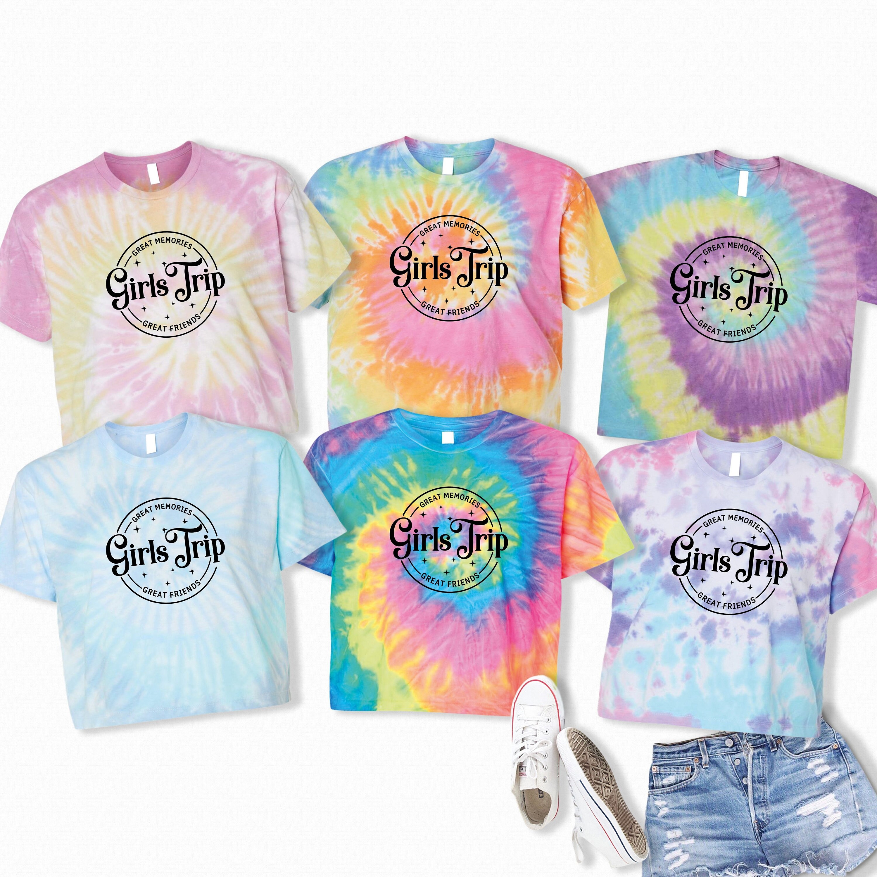 Discover Girls Trip Tie Dye Crop Top Shirt,Summer Vacation,Women Summer Tops,Girls Beach Shirt,Girls Trip Tshirt,Summer Shirt,Vacay Mode,Girls Travel