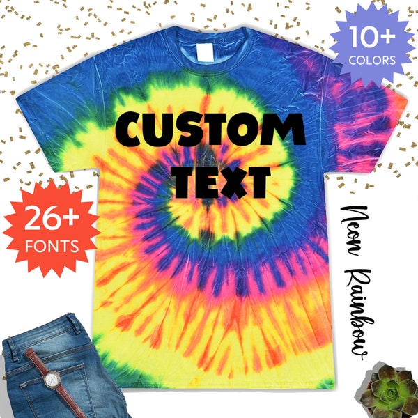 Benutzerdefiniertes Tie-Dye-Shirt mit Text, personalisiertes T-Shirt, machen Sie Ihr eigenes Shirt, Geschenk-T-Shirt, individuelles T-Shirt, Grafik-T-Shirt, Unisex-Shirt, individuelles T-Shirt, individuelles Logo