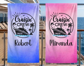 Cruisin’ Crew 2026 Beach Towel, Nautical Summer Gift