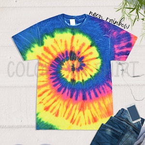 Tie Dye Shirt,Blank Tie Dye Shirt,Neon Rainbow Tie Dye Shirt,Tie Dye Tee,Women Tie Dye Shirt,Men Tie Dye Shirt,Youth Tie Dye,Kids Tie Dye