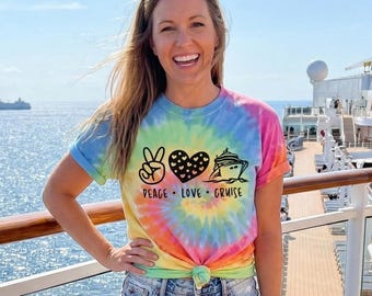 Peace Love Cruise Tie Dye T-Shirt, Voyage Lover Apparel