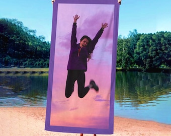 Custom Photo Beach Towel, Summer Vibes, Personalized Beach Towel, Summer Lovers Gift, Funny Photo Gift for Friends, Swimming Pool Party