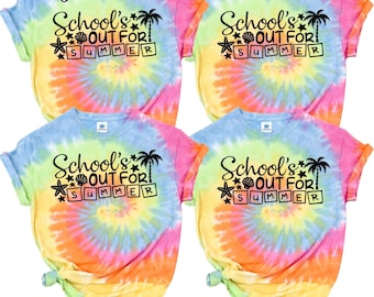 School's Out For Summer Tie-Dye T-Shirt:Teacher Student Matching Tee