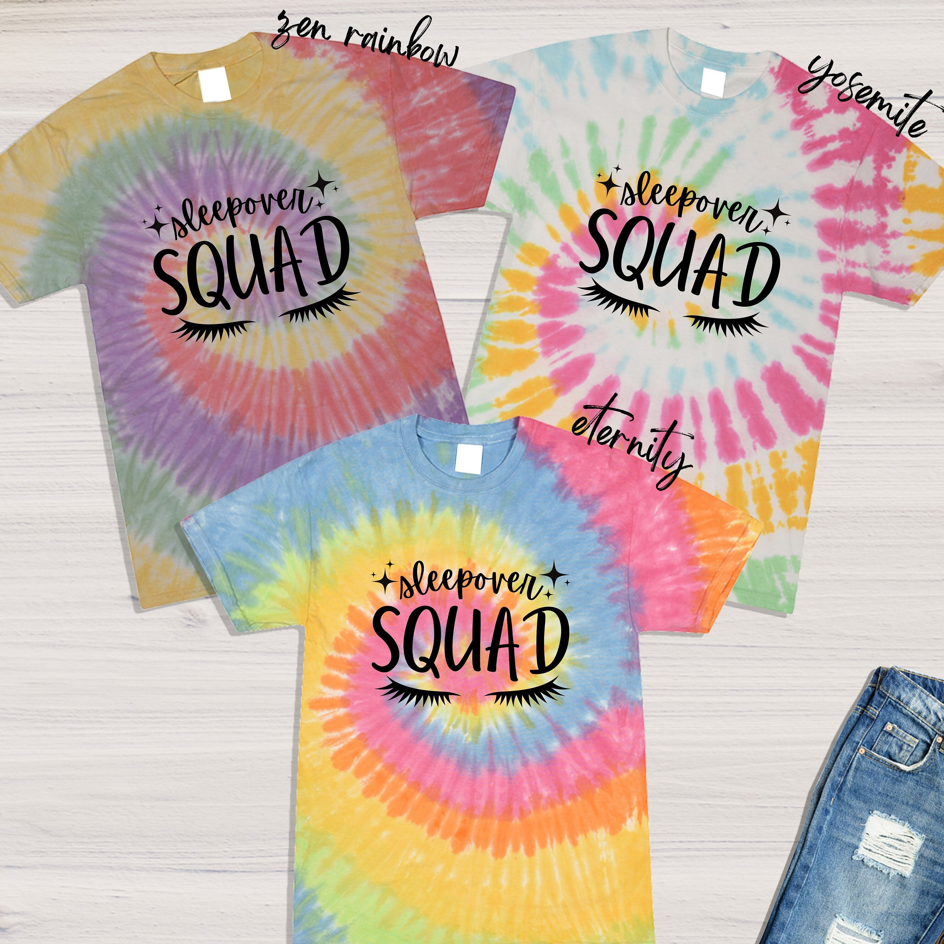 Discover Sleepover Squad Tie Dye Shirt,Pajama Party,Girls Night,Girls Sleepover Party,Christmas Pajamas,Friends Shirt,Slumber Party,Cute Sleep Shirt