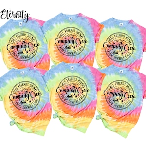 Camping Crew Tie Dye Shirts,Camper Gifts,Camper Shirt,Mens Camp Shirt,Girls Camping Party,Hiking Shirt,Adventure T-Shirt,Family Camp Shirts