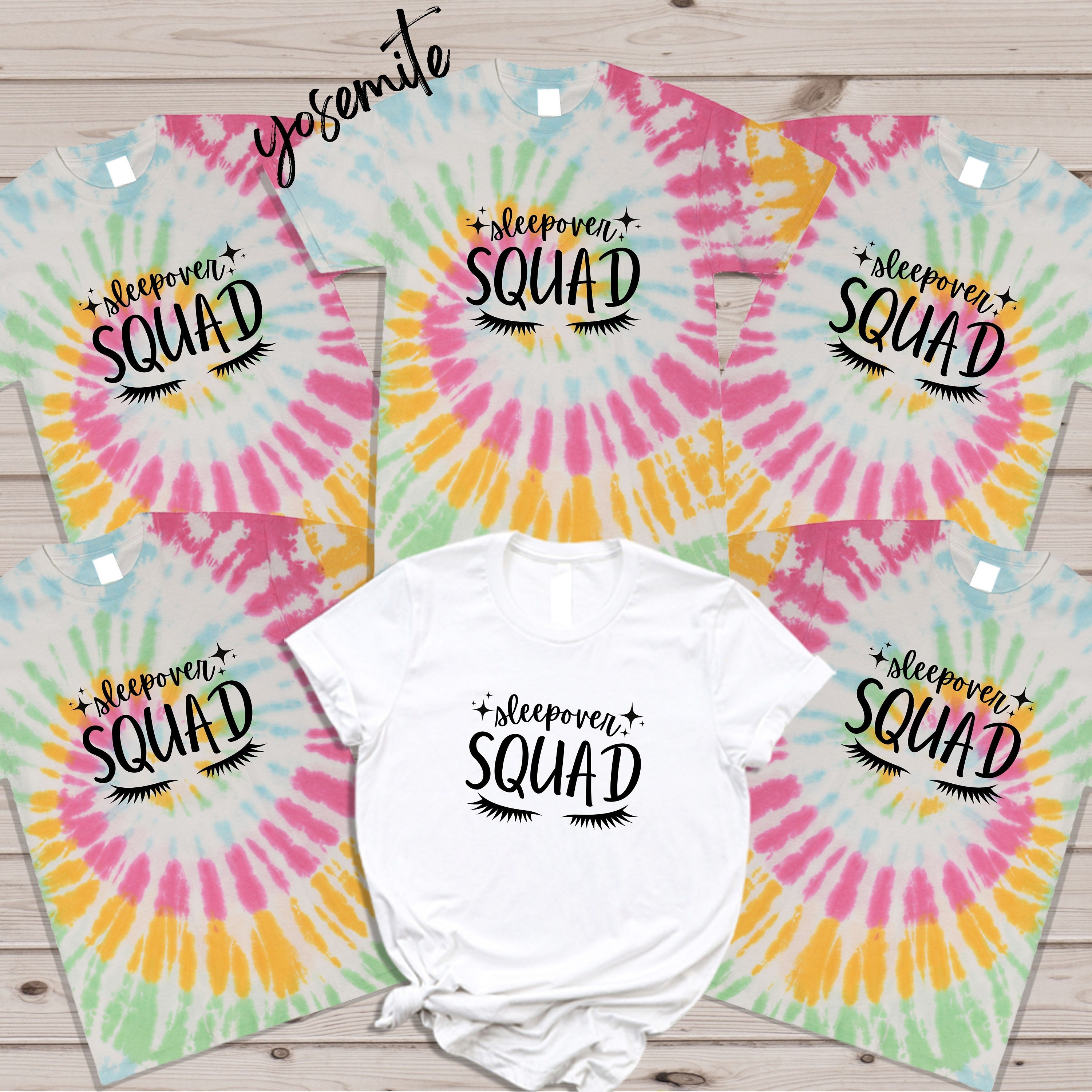 Discover Sleepover Squad Tie Dye Shirt,Pajama Party,Girls Night,Girls Sleepover Party,Christmas Pajamas,Friends Shirt,Slumber Party,Cute Sleep Shirt