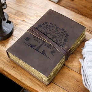 handmade Leather Journal - Vintage Deckle Edge Paper Bound Journal - Book of Shadows Journal - Leather Notebook Sketchbook, valentine gift