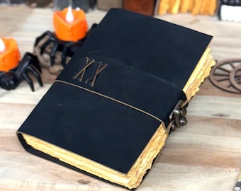 Handmade Black Leather Journal: Vintage Deckle Edge Paper Book