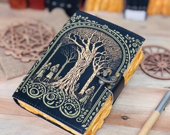 Tree Of Life Leather Journal: Blank Book of Shadows with Deckle Edge Paper