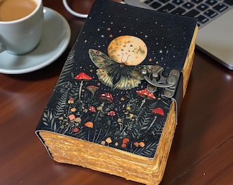 Vintage Leather Grimoire: Handmade Book of Shadows, Deckle Edge Paper