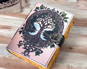 Tree Of Life Leather Journal: Blank Book of Shadows, Celestial Gifts