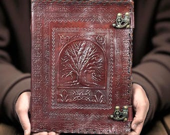 Extra large Leather Journal- Tree Of Life Personal notebook For Writing Personalized Gift
