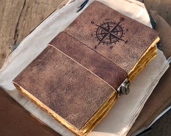 Caderno de couro vintage: Livro das Sombras em branco, papel com bordas irregulares