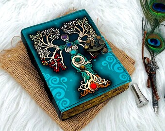 Mother Earth Leather Journal: Blank Book of Shadows, Wiccan Grimoire