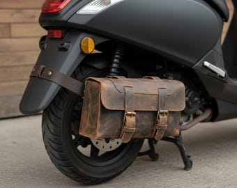 Vintage Brown Leather Motorcycle Tool Bag: Buffalo Leather Pannier